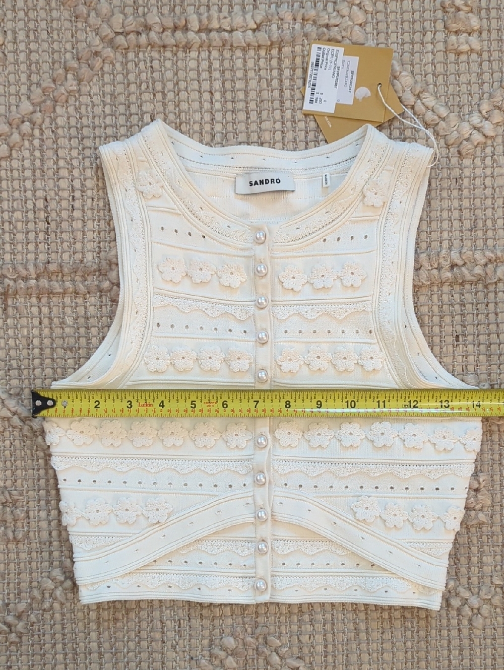 NWT Sandro Propriano Knit Cropped Tank | Cream Ivory | Size XS - Picture 4 of 5